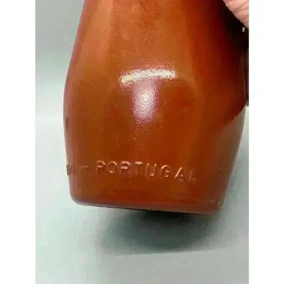 VTG 1980 JM Da Fonseca Azeitao Portugal Rust Brown Painted Glass 9" Wine Bottle - Picture 6 of 11